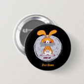 Hou je mond konijn grappig sarcastisch stripontwer ronde button 5,7 cm (Voorkant /achterkant)