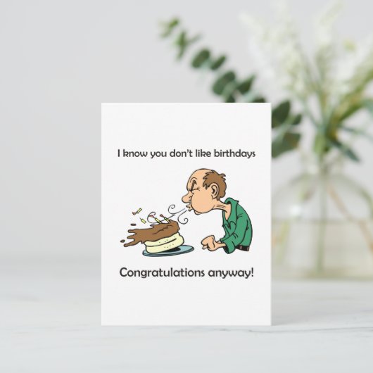 Hou je niet van verjaardagen? Middelbare leeftijd  Briefkaart (Staand voorkant)