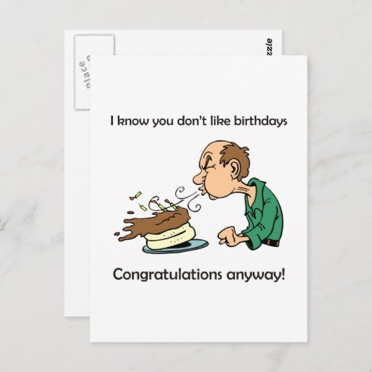 Hou je niet van verjaardagen? Middelbare leeftijd  Briefkaart (Voorkant / Achterkant)