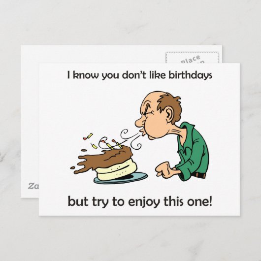 Hou je niet van verjaardagen? Middelbare leeftijd  Briefkaart (Voorkant / Achterkant)