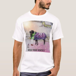 HOU JE PAARDEN VAST, MEISJE KNUFFELT PAARD T-SHIRT