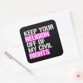 Hou je religie van mijn mensenrechten af vierkante sticker (Envelop)