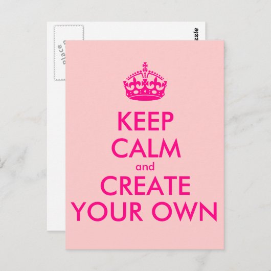 Hou je rustig en creëer je eigen — Roze Briefkaart (Voorkant / Achterkant)