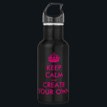 Hou je rustig en creëer je eigen — Roze Waterfles<br><div class="desc">hallo en welkom, creëer en pas uw eigen 'kalm' ontwerp aan voor dit model is uniek! Vervang de woorden "houd kalm en creëer uw" door het woord van uw keuze en kies de achtergrondkleur die u wilt! Je kunt je voorstellen en alles doen!! ex: "blijf kalm en ga verder" "blijf...</div>