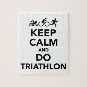 Hou je rustig en doe triathlon. legpuzzel