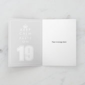 Hou je rustig en feest op een grappige 19e verjaar kaart (Binnen)