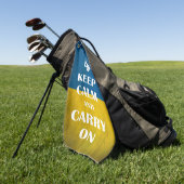 Hou je rustig en ga door met het Oekraïense emblee Golfhanddoek (Groen)
