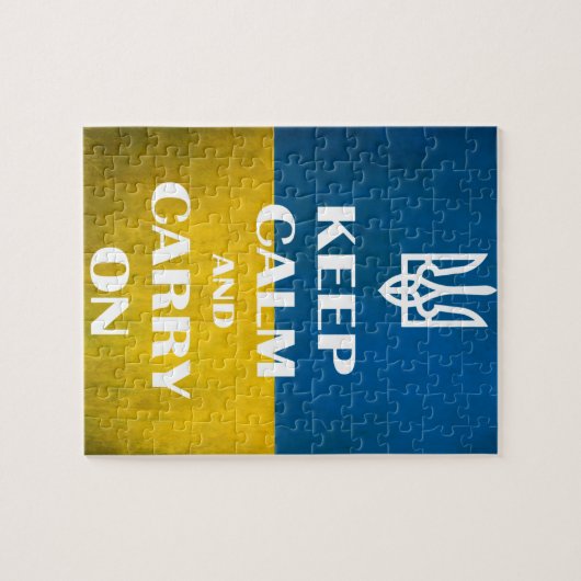 Hou je rustig en ga door met het Oekraïense emblee Legpuzzel (Horizontaal)