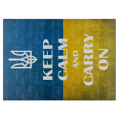 Hou je rustig en ga door met het Oekraïense emblee Snijplank (Voorkant)