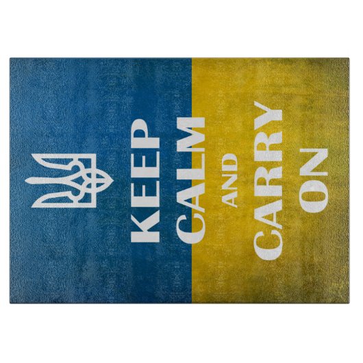 Hou je rustig en ga door met het Oekraïense emblee Snijplank (Voorkant)