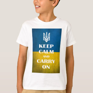 Hou je rustig en ga door met het Oekraïense emblee T-shirt