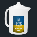Hou je rustig en ga door met het Oekraïense emblee Theepot<br><div class="desc">Keep calm and carry on Oekrainian flag</div>