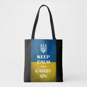 Hou je rustig en ga door met het Oekraïense emblee Tote Bag