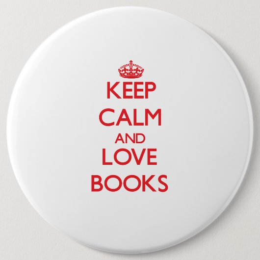 Hou je rustig en hou van Boeken Ronde Button 6,0 Cm (Voorkant)