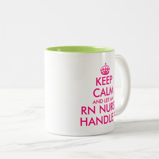 Hou je rustig en laat een RnT-verpleegster het gra Tweekleurige Koffiemok (Voorkant rechts)