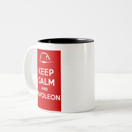 Hou je rustig en Napoleon. Tweekleurige Koffiemok (Voorkant links)