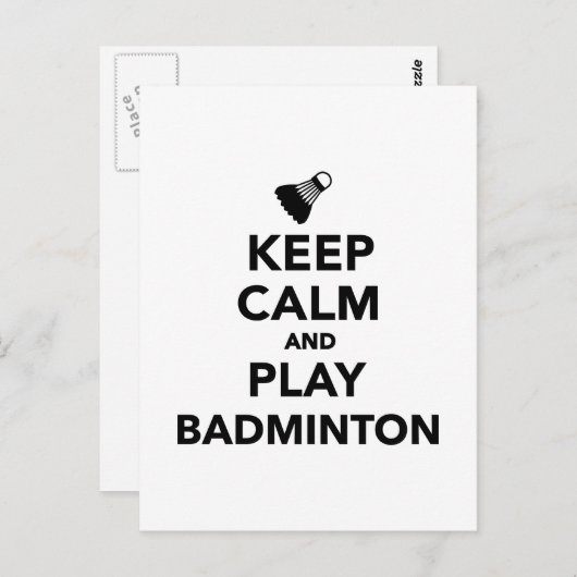 Hou je rustig en speel Badminton. Briefkaart (Voorkant / Achterkant)