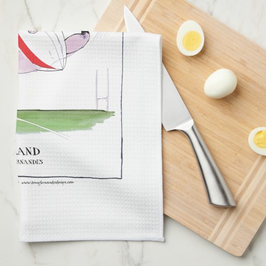 hou je rustig en speel rugby , tony fernandes theedoek (Quarter Fold)