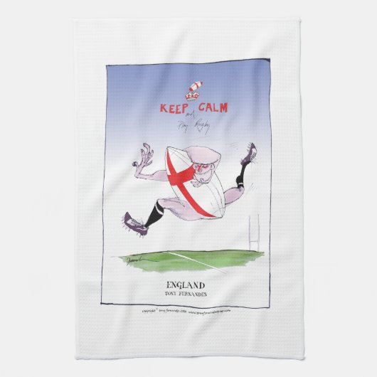 hou je rustig en speel rugby , tony fernandes theedoek (Verticaal)