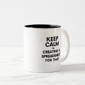 Hou je rustig, ik maak een spreadsheet voor die Tw Tweekleurige Koffiemok (Voorkant rechts)