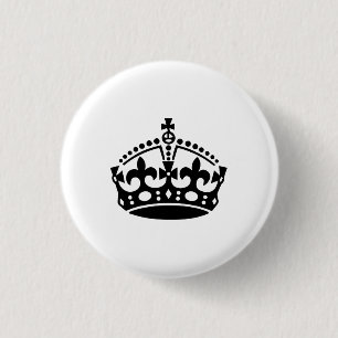 Hou je rustig, zwarte kroon ronde button 3,2 cm
