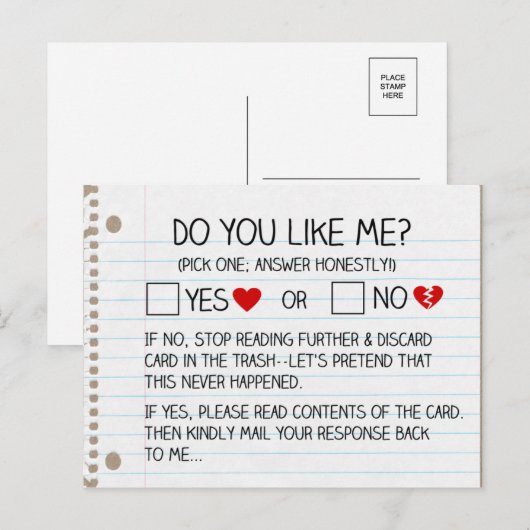 Hou je van mij? Briefkaarten (Voorkant / Achterkant)