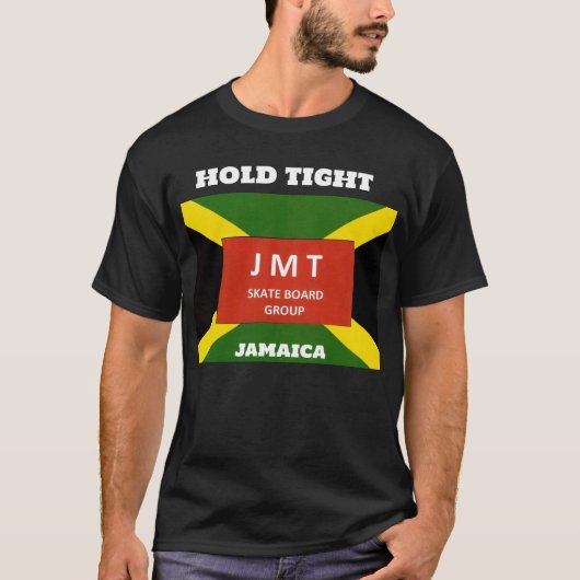HOU JE VAST. JAMAICA. Basic donker T-shirt (Voorkant)