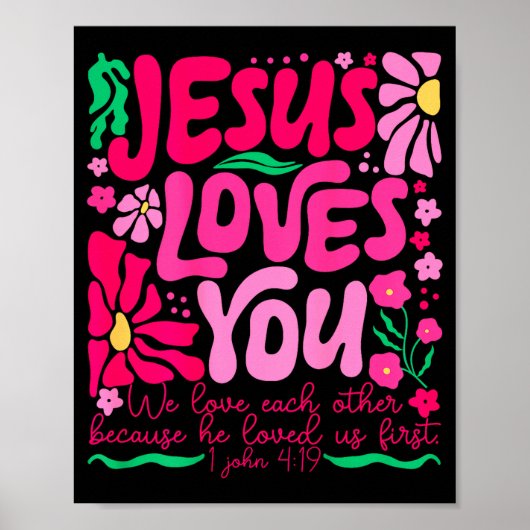 Hou Jezus Boho Bloemrijke Religieuze Geest Poster (Voorkant)