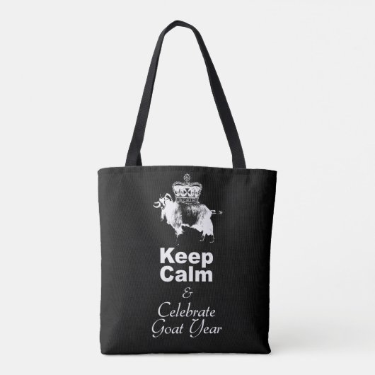 Hou kalm Celebrate Goat Year Black A Canvas tas (Achterkant)