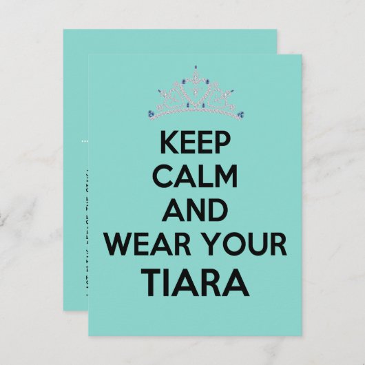 Hou kalm Draag je Tiara feest Aankondigingskaart (Voorkant / Achterkant)