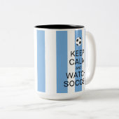 Hou kalm en bekijk de Argentijnse blauwe strepen Tweekleurige Koffiemok (Voorkant rechts)