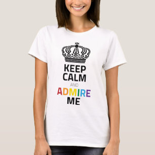 Hou kalm en bewonder me regenboogzwart met kroon t-shirt