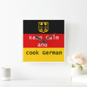 Hou kalm en cook German Clock Vierkante Klok (Huis)
