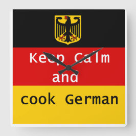 Hou kalm en cook German Clock Vierkante Klok
