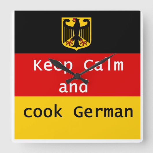 Hou kalm en cook German Clock Vierkante Klok (Voorkant)