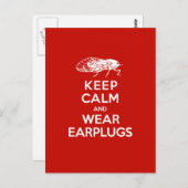 Hou kalm en Draag oordopjes - Cicadas komt eraan Briefkaart (Voorkant / Achterkant)