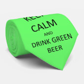 Hou kalm en Drink groene bier - Lucky Stropdas (Opgerold)