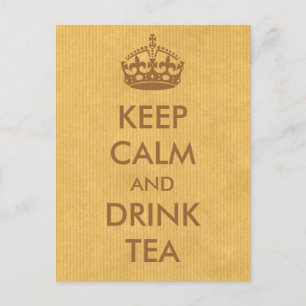 Hou kalm en Drink Thea Brown Natural Kraft Paper Briefkaart