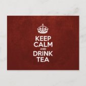 Hou kalm en Drink thee - rood leder Briefkaart (Voorkant)