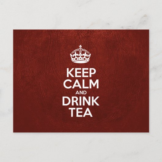 Hou kalm en Drink thee - rood leder Briefkaart (Voorkant)