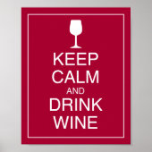 Hou kalm en Drink Wine Art Poster afdrukken (Voorkant)