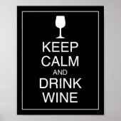 Hou kalm en Drink Wine Art Poster afdrukken (Voorkant)