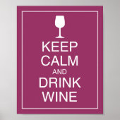 Hou kalm en Drink Wine Art Poster afdrukken (Voorkant)