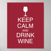 Hou kalm en Drink Wine Funny Red Poster (Voorkant)