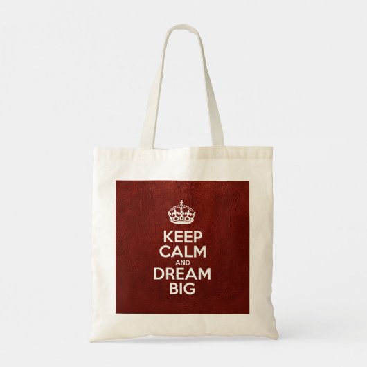 Hou kalm en droomgroot, rood leder, Typografie Tote Bag (Achterkant)