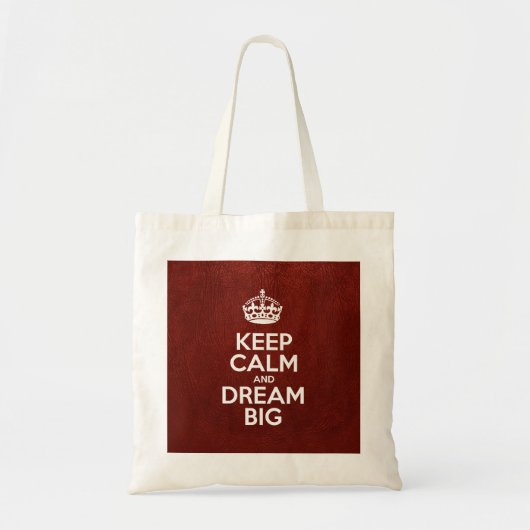 Hou kalm en droomgroot, rood leder, Typografie Tote Bag (Voorkant)