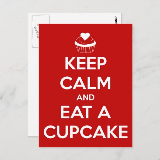 Hou kalm en eet een cupcake rood briefkaart (Voorkant / Achterkant)