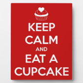 Hou kalm en eet een cupcake rood fotoplaat (Voorkant)