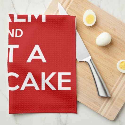 Hou kalm en eet een cupcake rood theedoek (Quarter Fold)