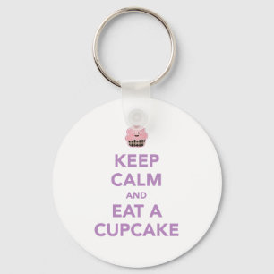 Hou kalm en eet een cupcake sleutelhanger